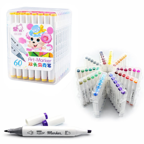 Набір маркерів для малюнку 60 шт Mouse універсальний пенал (рож.)