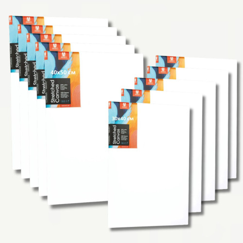 Набор холстов на подрамнике 30х40, 40x50 см, по 5 шт, хлопок мелкое зерно, акриловый грунт 280г/м2 Arteo