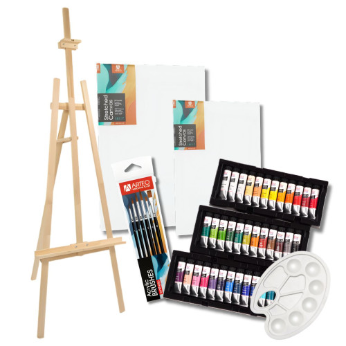 Набор для рисунка акриловыми красками 36 с мольбертом Arteo