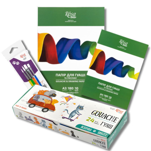 Набор для рисунка геашевыми красками 24 цвета + материалы ROSA