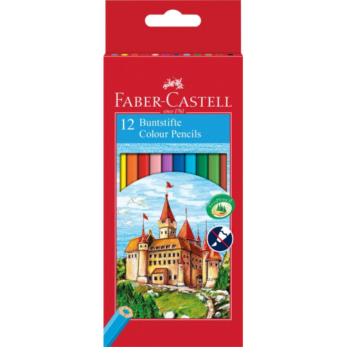 Карандаши цветные Faber-Castell 12 цветов "Замок" в картонной коробке, 111212