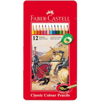 Карандаши цветные Faber-Castell 12 цветов в металлической коробке, 115844