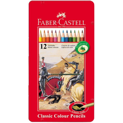 Карандаши цветные Faber-Castell 12 цветов в металлической коробке, 115844