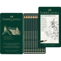 Набір чернографитных олівців Faber-Castell CASTELL® 9000 в металевій коробці 12 шт різних тв., 119065