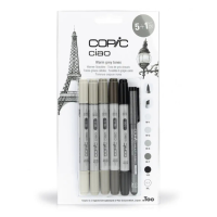 Набор маркеров Copic Ciao set 5+1, теплые серые цвета + лайнер - 22075565