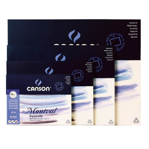Альбом для акварели склейка Canson Montval Bloc, плотн. 185g, 19 x 24 см. 12 листов