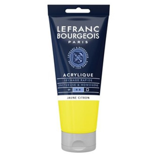 Акриловая краска Lefranc Fine Acrylic Color 80 мл, №169 Lemon yellow, Желтый лимонный