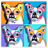 Полотно на картоні з контуром, Pop Art Dog 30х30, бавовна, акрил ROSA START