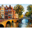 Полотно на картоні з контуром, Міста, Амстердам, Пейзаж № 2, 30х40, бавовна акрил ROSA START