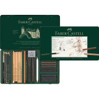 Спеціальний художній набір Faber-Castell PITT MONOCHROME з 33 предметів у мет. коробці, 112977