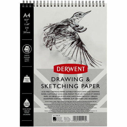 Альбом на спирали, Derwent, Портрет, А4 (29,7x21), 165г/м2, 30 л, текстурная бумага