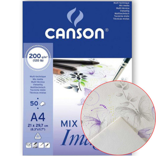 Canson блок для акварели Mix Media Imagine 200 гр, A4 (50)