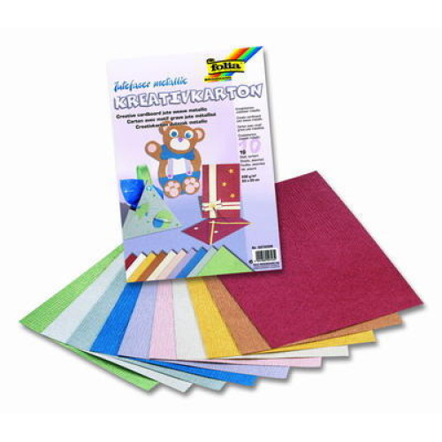 Дизайнерський папір Folia, Creative Card Jute Fibre metallic 230 гр, 23x33 см (Асорті, 10 л)