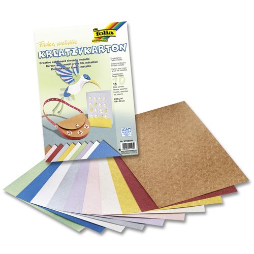 Дизайнерская бумага Folia , Creative Card Threads metallic 230 гр, 23x33 см (Ассорти, 10 л)