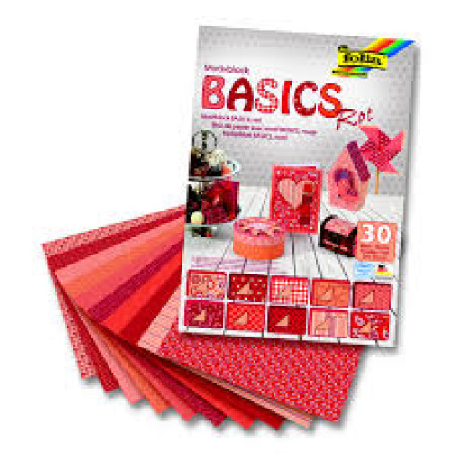 Набор дизайнерской бумаги Folia Design Pads Basics 80-130-270 гр, 24х34 см, Red (Красный)