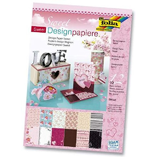 Набор дизайнерской бумаги Folia Design Paper Pads Sweet (Для девочек) 150 гр, A4 (Ассорти, 12)