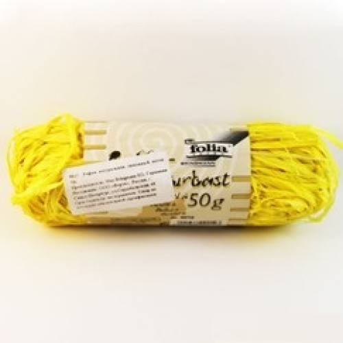 Рафия Folia в мотках Raffia-natural quality 50 гр, №12 Lemon yellow Лимонно-Желтый