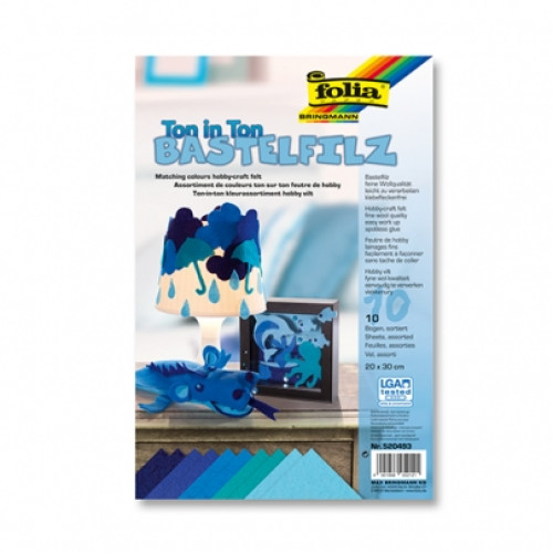 Фетр у наборі, Folia Hobby Craft Felt 150 гр, 20x30 см (10), Blue Асорті, сині відтінки