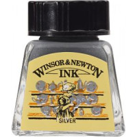 Тушь Winsor Newton, Drawing Inks 14 мл, № 617 Серебро