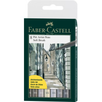 Набор лайнеров Faber-Castell PITT artist pen SB, 8 цветов - кисть 167808