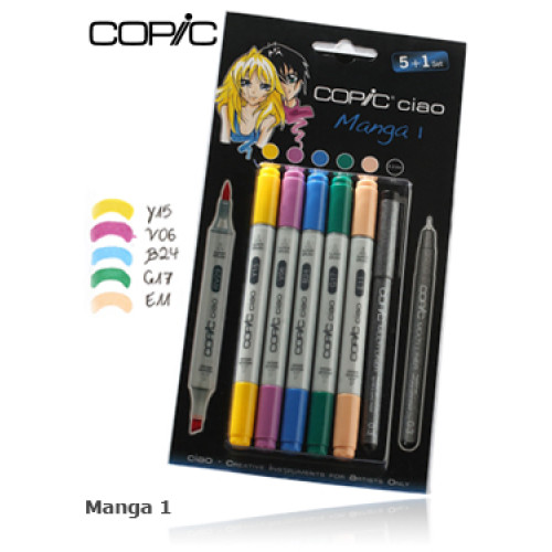 Набор маркеров Copic Ciao Manga 1 set 5 + 1 лайнер цвета для аниме - 22075556