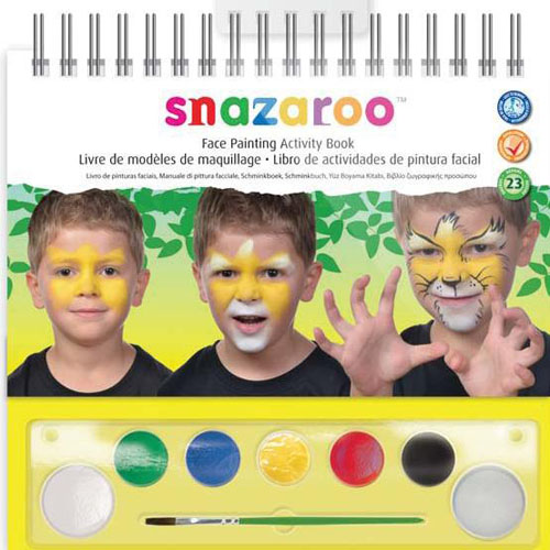 Набір фарб для гриму Snazaroo Activity kit, пензель + губка, 6 фарб
