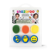 Набір фарб для гриму Snazaroo Birthday party, 3 фарби + 3 трафарети