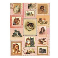Карта декупажная Коты Cadence Rice Paper Decoupage, А4, №01
