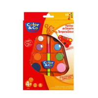 Гуашевые краски + кисть Lefranc Box of tempera paint discs + 1 brush