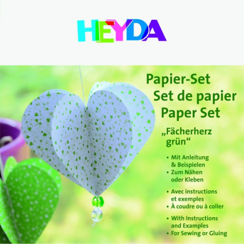 Набор бумаги для оригами Сердца в точку, Зеленые, 10 см и 6,5 см, 40 шт, 100 гм2, Heyda