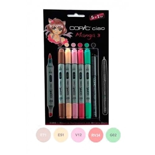 Набор маркеров Copic Ciao Manga 3 set 5 + 1 лайнер (цвета для девочек)