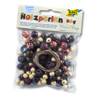 Набір дерев'яного бісеру Folia Wooden Beads, 60 гр, бежево-коричневий