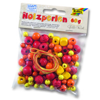 Набор деревянного бисера Folia Wooden Beads, 60 гр, желто-оранжевый