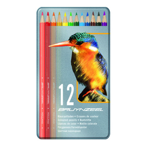 Набор разноцветных карандашей BIRD, 12 шт., мет.коробка, Bruynzeel