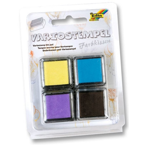 Набор чернил Folia Variostamp Ink Pads, Set IV (Ассорти, 4 цв: желтый, голубой, фиолетовый, черный)