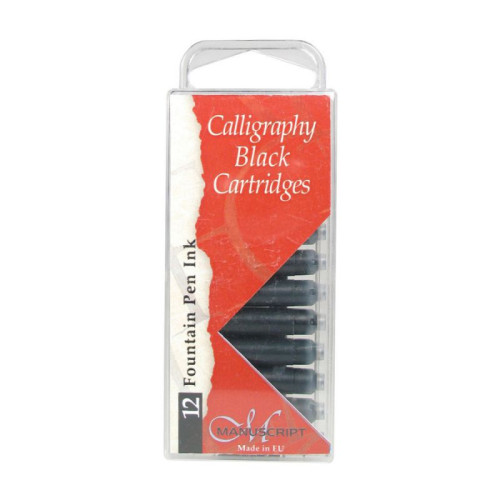 Набір картриджів з чорнилом для пір'яних ручок 12 шт колір чорний, Manuscript