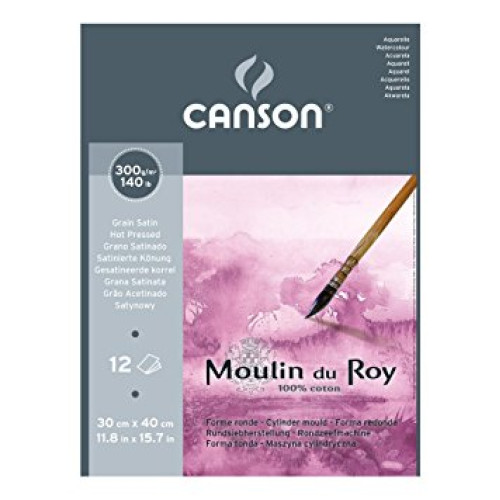 Бумага акварельная Canson в блоке грубое зерно Moulin du Roy, 300 гр, 24х32 см, (12 листов)
