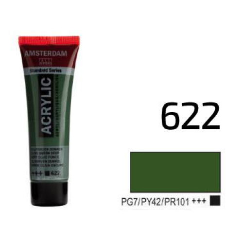 Краска акриловая AMSTERDAM, (622) Оливковый зеленый темный, 20 мл