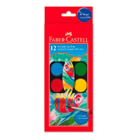 Акварель Faber-Castell 12 цв сухие с кисточкой d=24мм 125011