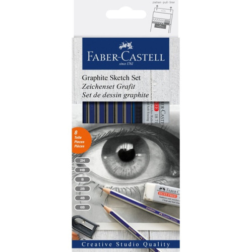 Графитный карандаш Faber-Castell 6 шт карандашей Goldfaber + точилка + ластик 114000