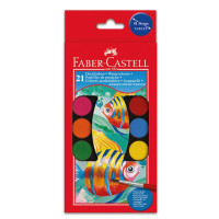 Акварель Faber-Castell 21 цв сухие с кисточкой d=30мм 125021