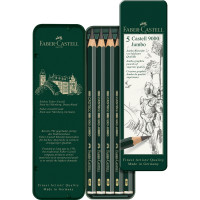 Набір чернографитных олівців Faber-Castell CASTELL 9000 Jumbo в метал. коробці 5 шт. (НВ-8В), 119305