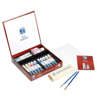 Акрилові фарби Lefranc Fine Acrylic Set Discovery, 10х20 мл, 1х40 мл + добавки та аксесуари