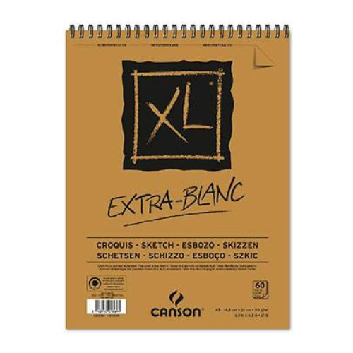 Canson альбом для начерків, на спіралі XL Extra White 90 гр, 14,8x21 см, A5 (60)