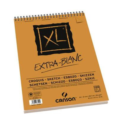 Canson альбом для начерку, на спіралі XL Extra White 90 гр, 21x29,7 см, A4 (120)
