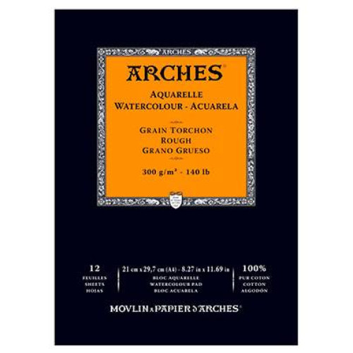Альбом для акварели крупнозернистый Arches Rough Grain 300 гр, 14,8x21 см (12)