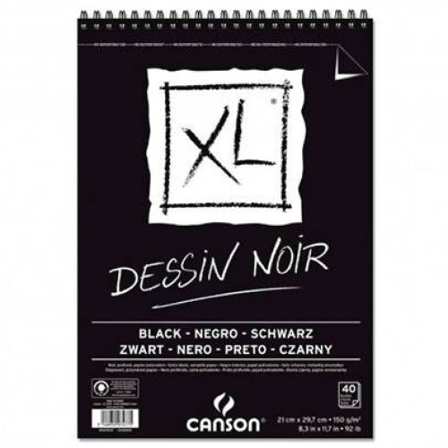 Canson блок бумаги для эскиза с чёрными листами, XL Dessin Black 150 гр, A4 (40)