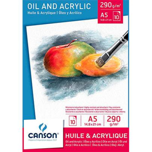 Альбом для олії та акрилу Canson Oil and Acrylic Bloc 290 гр, 14,8x21 см (10)