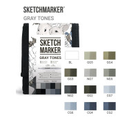 Набор маркеров Sketchmarker Gray set 12 шт арт 12gray