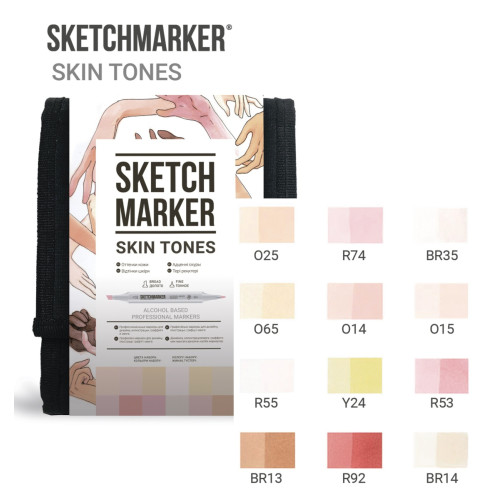 Набір маркерів Sketchmarker Skin tones 12 Відтінки шкіри 12 шт арт 12skin